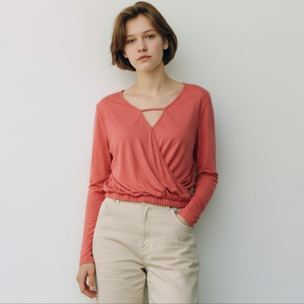 Women's Coral Super Soft V-Neck Top